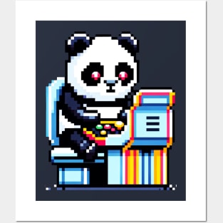 Retro Pixel Panda - Classic Arcade Gaming Design Posters and Art